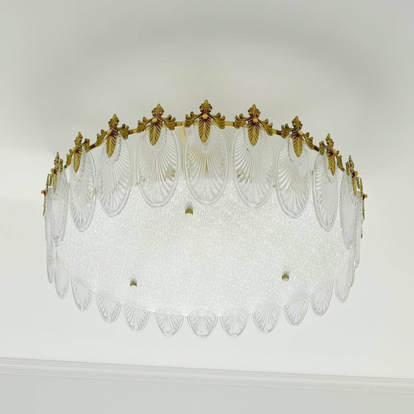 Lustre En Verre Style Feuilles - Maison Lumina
