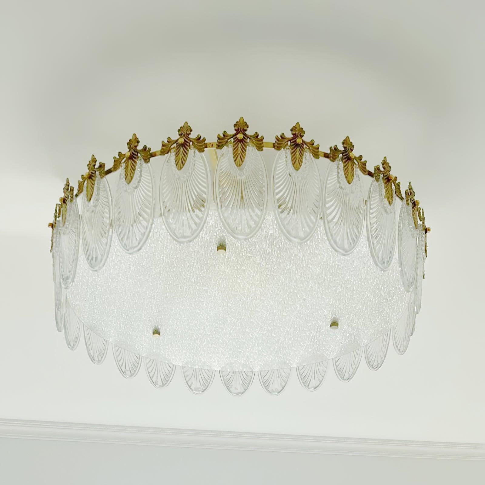 Lustre En Verre Style Feuilles - Maison Lumina