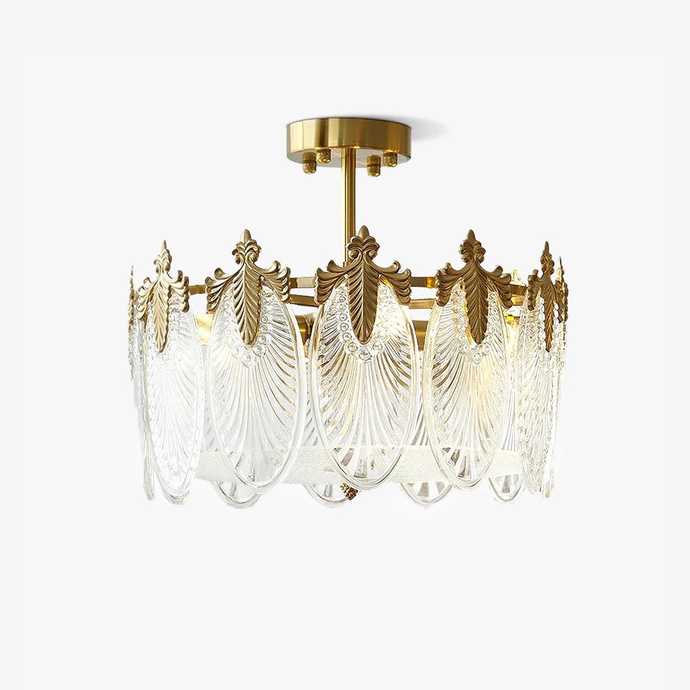 Lustre En Verre Style Feuilles - Maison Lumina