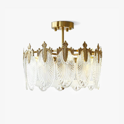 Lustre En Verre Style Feuilles - Maison Lumina