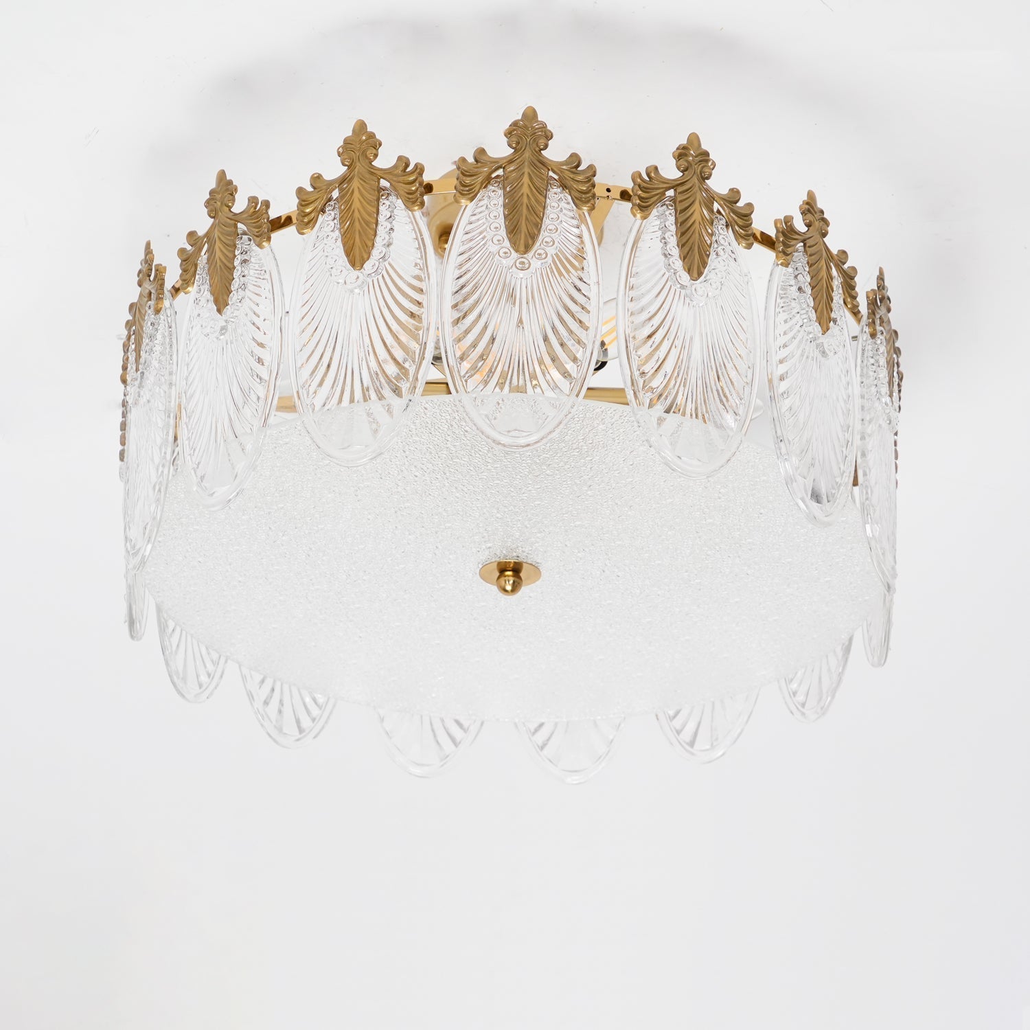 Lustre En Verre Style Feuilles - Maison Lumina