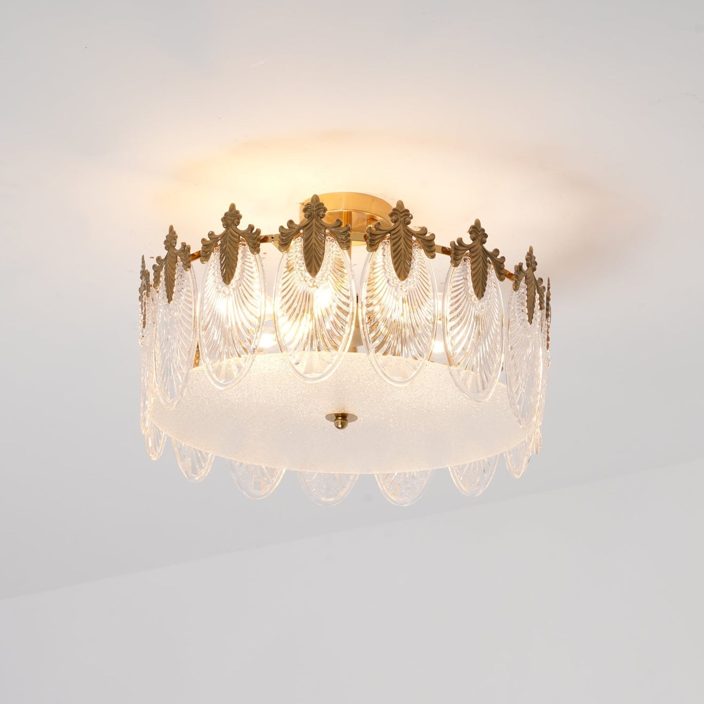 Lustre En Verre Style Feuilles - Maison Lumina