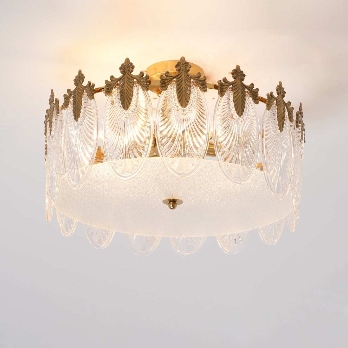 Lustre En Verre Style Feuilles - Maison Lumina