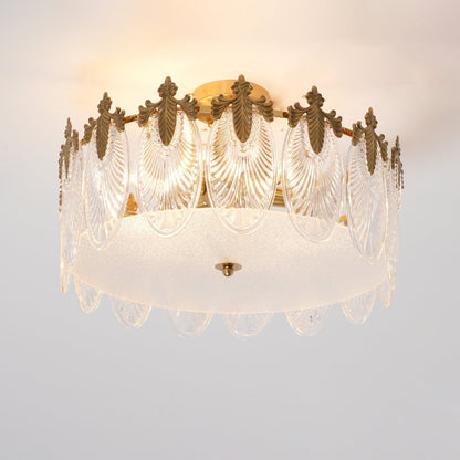 Lustre En Verre Style Feuilles - Maison Lumina
