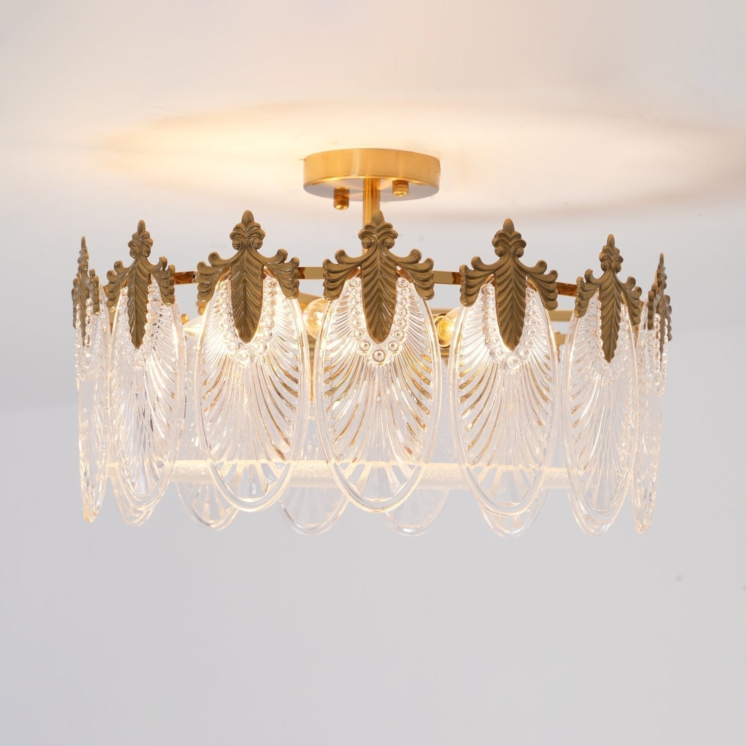 Lustre En Verre Style Feuilles - Maison Lumina