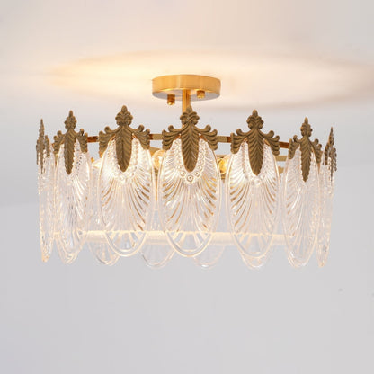 Lustre En Verre Style Feuilles - Maison Lumina