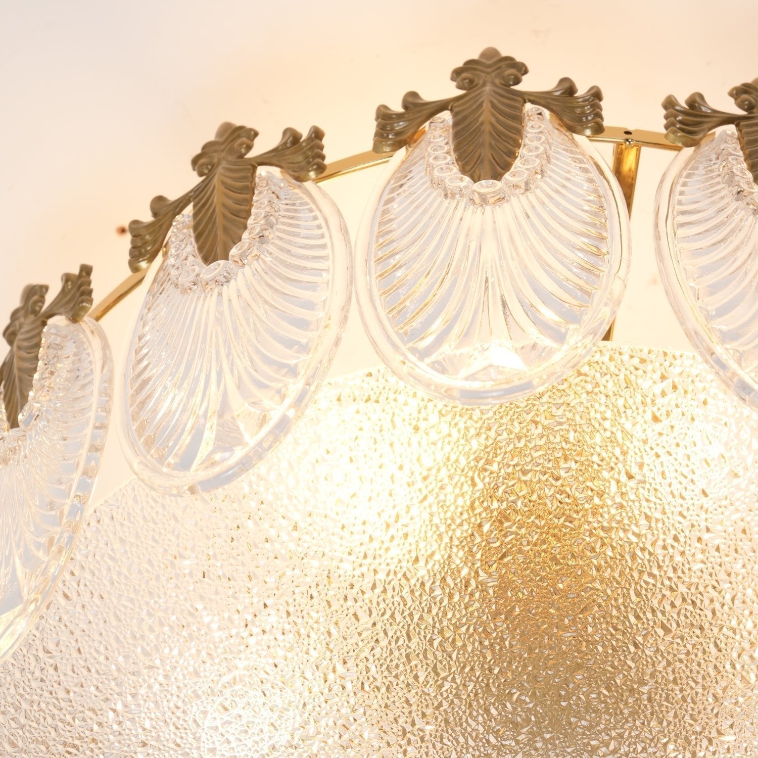 Lustre En Verre Style Feuilles - Maison Lumina