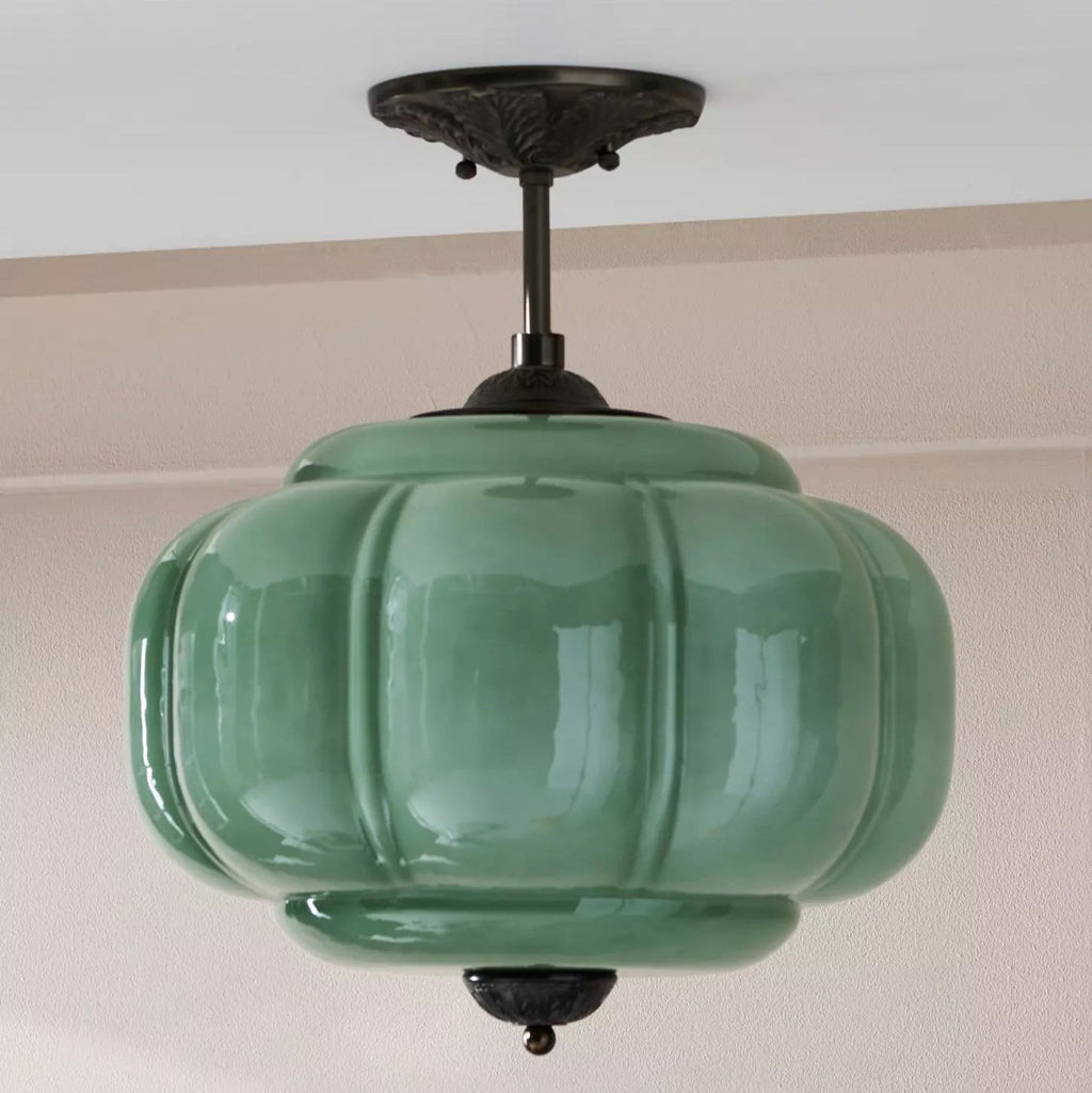 Eldio Lampe Plafond Semi-Encastrée en Verre Vert - Neutralighting