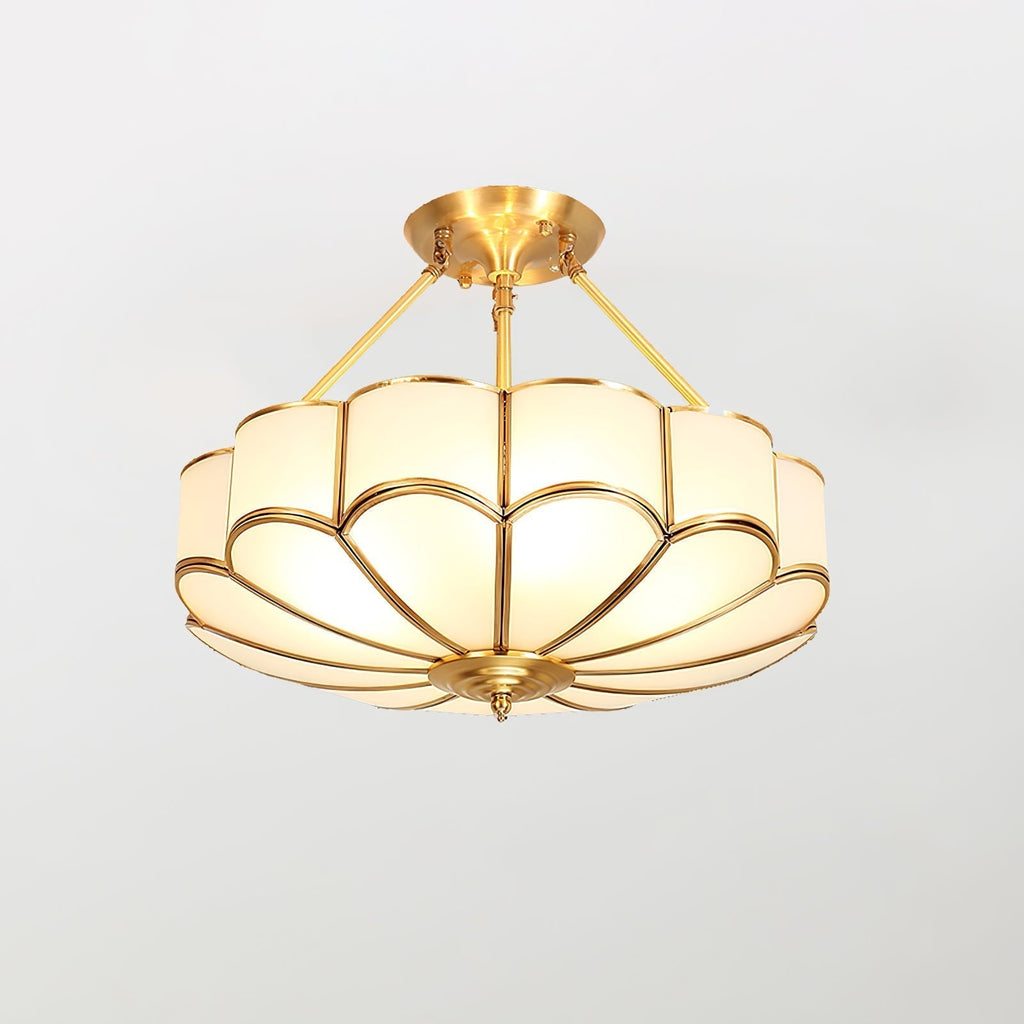 Solara Plafonnier en Verre Givré Pétale Laiton Art - Neutralighting