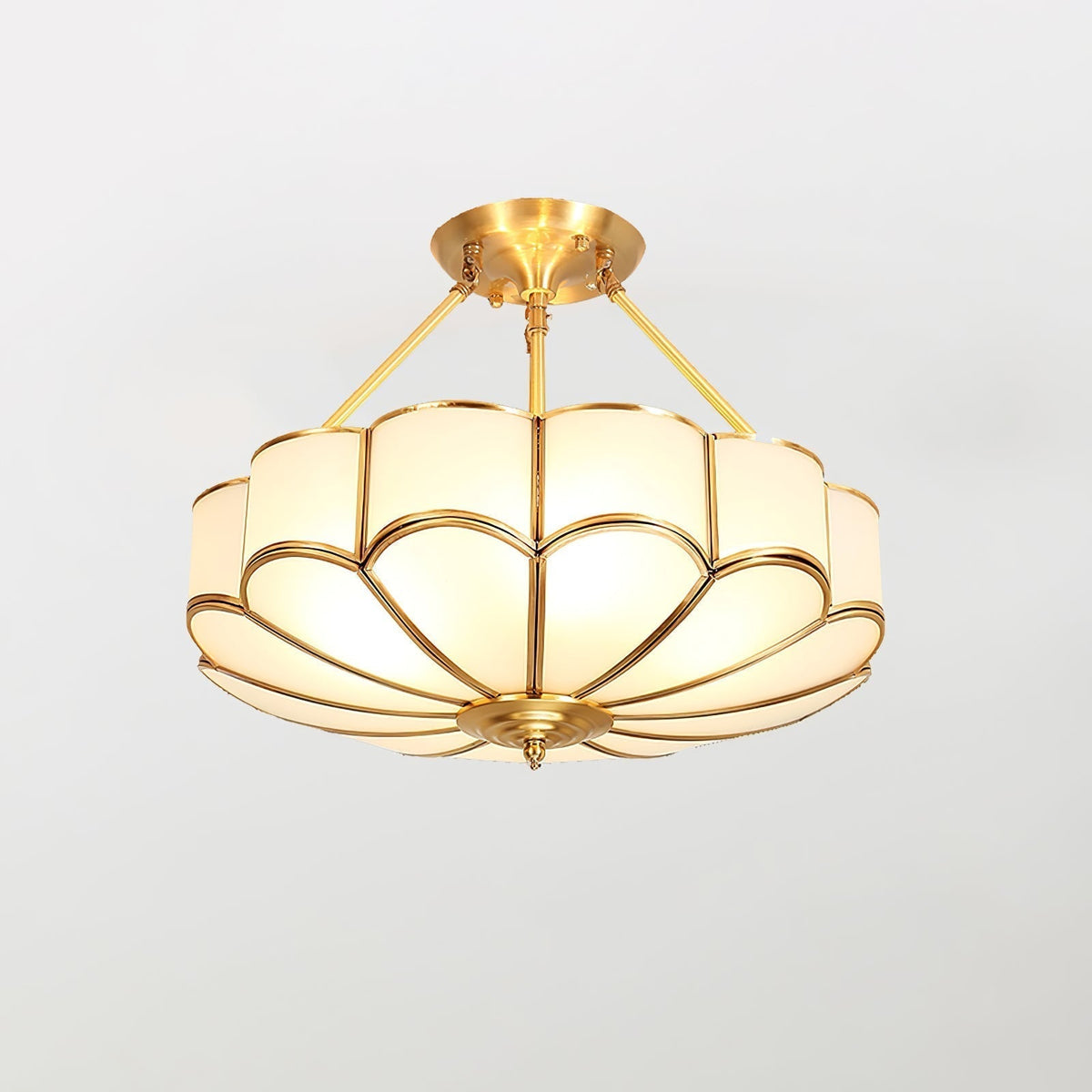 Solara Plafonnier en Verre Givré Pétale Laiton Art - Neutralighting