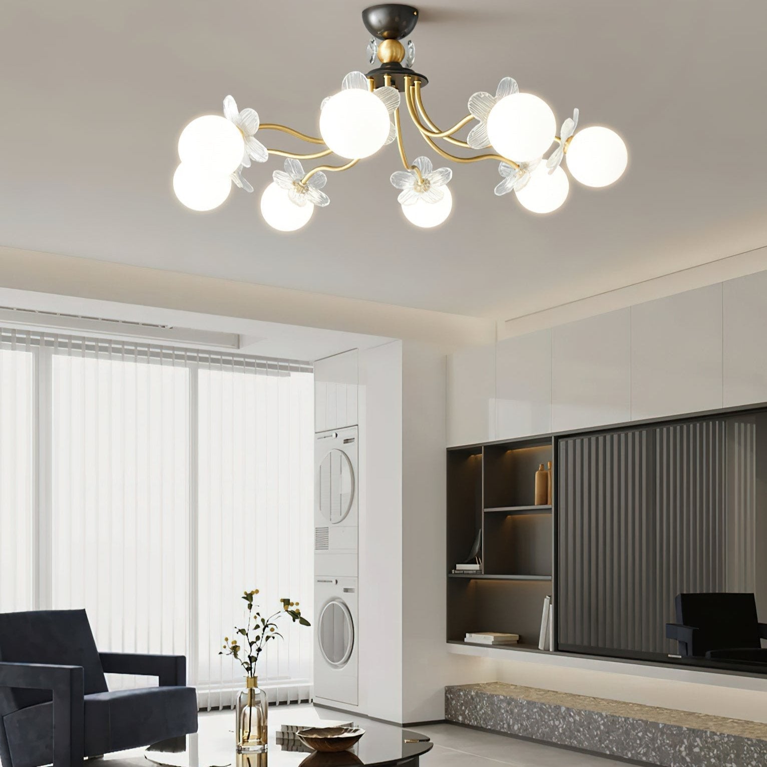 Lustre En Verre Avec Fleurs - Maison Lumina