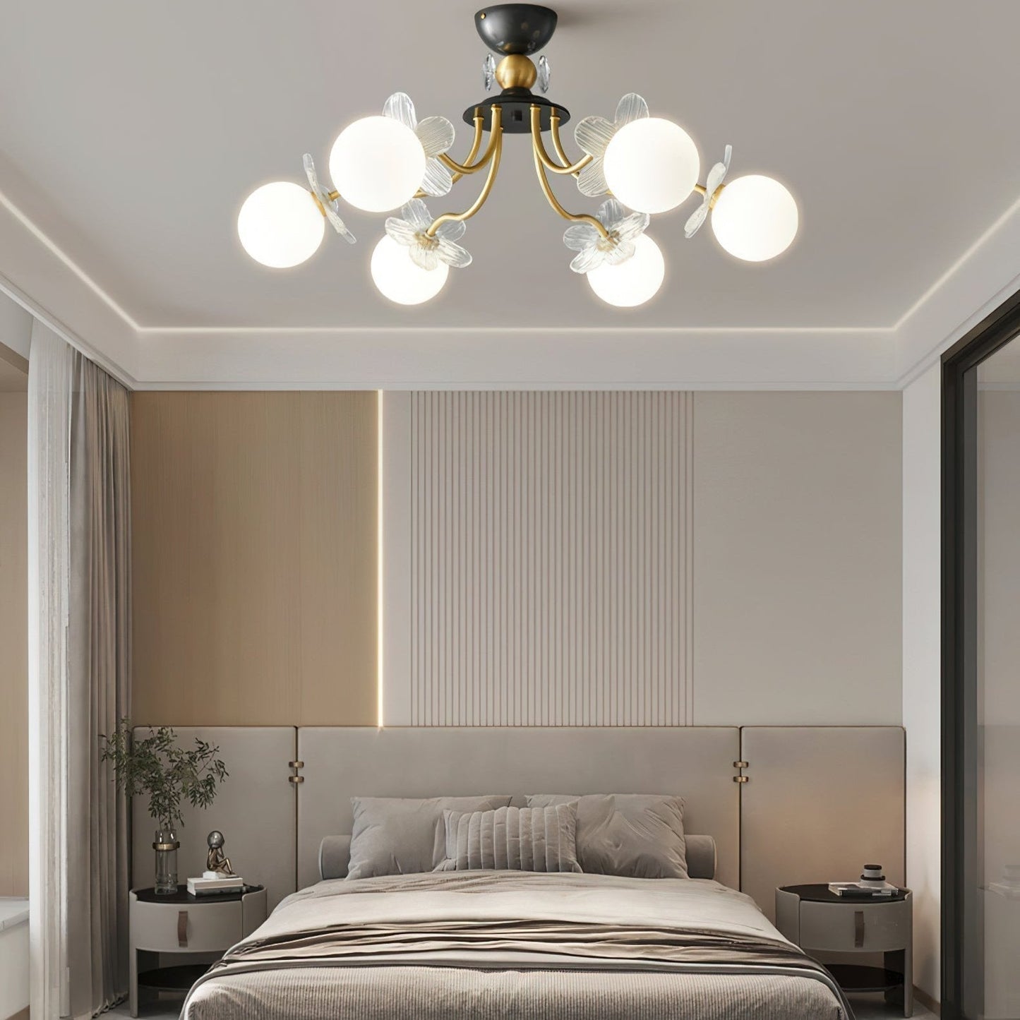 Lustre En Verre Avec Fleurs - Maison Lumina