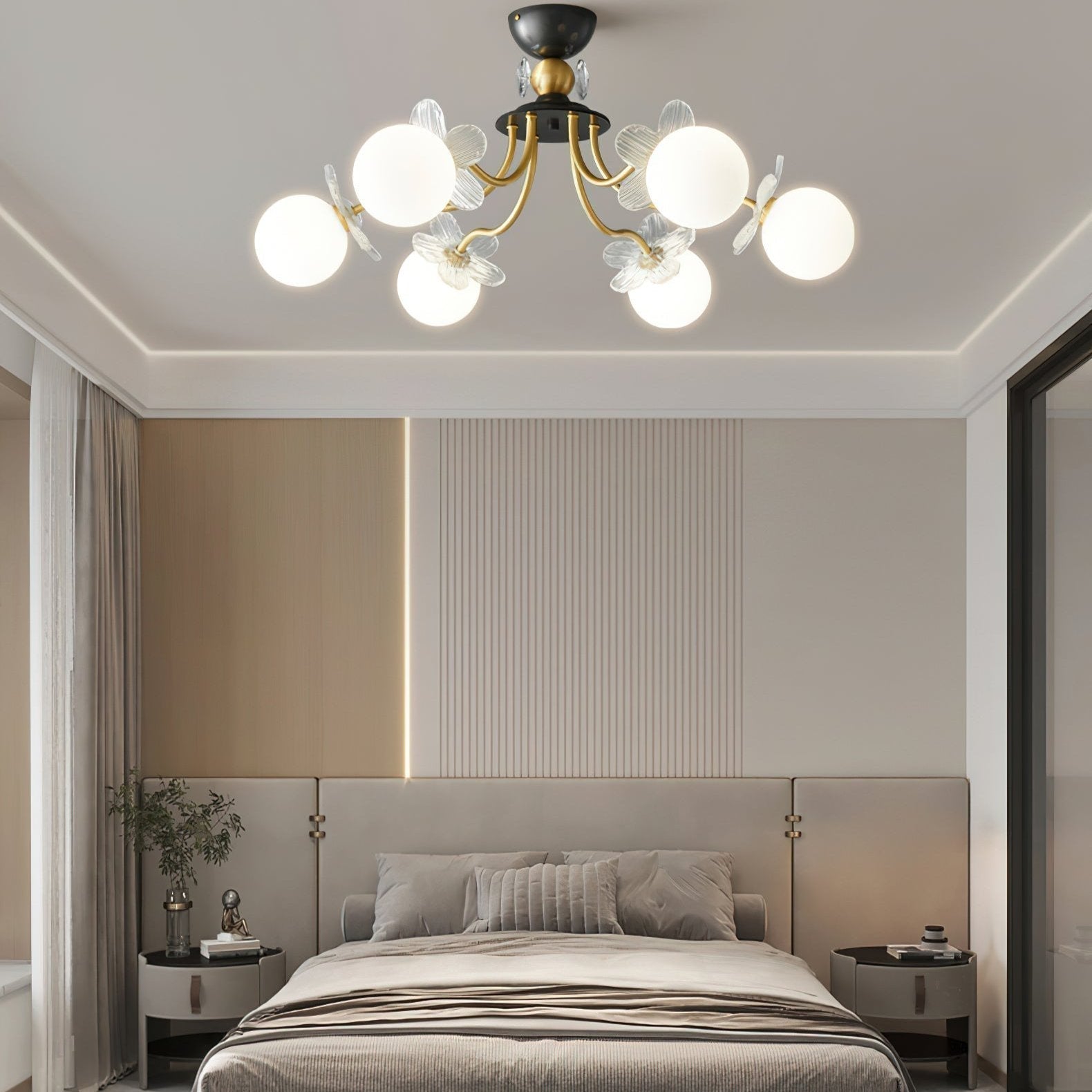 Lustre En Verre Avec Fleurs - Maison Lumina