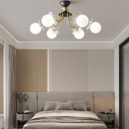 Lustre En Verre Avec Fleurs - Maison Lumina