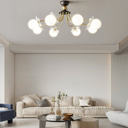 Lustre En Verre Avec Fleurs - Maison Lumina