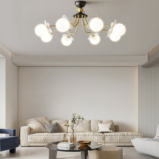 Lustre En Verre Avec Fleurs - Maison Lumina