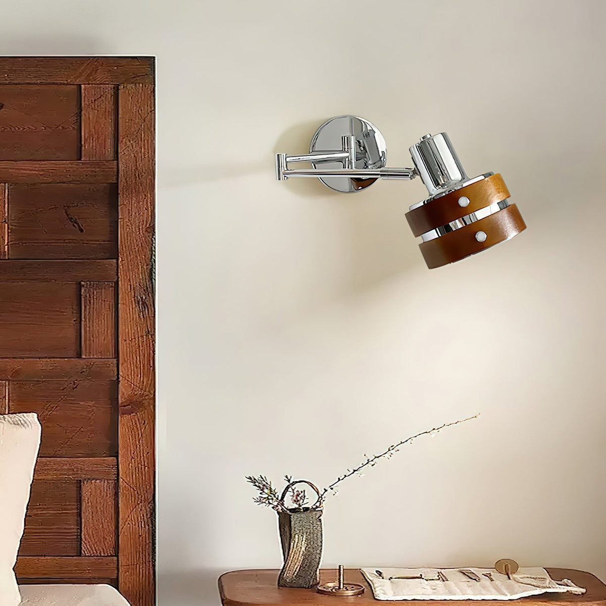 Flare Applique Murale Chrome Bois Mid-Century - Neutralighting