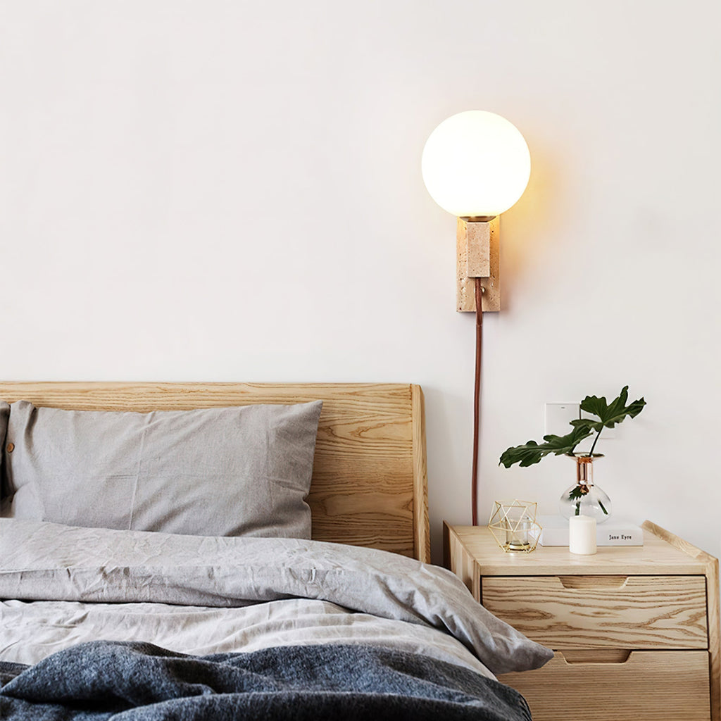Avirae Globe-Travertine Cute Wall Light - Neutralighting
