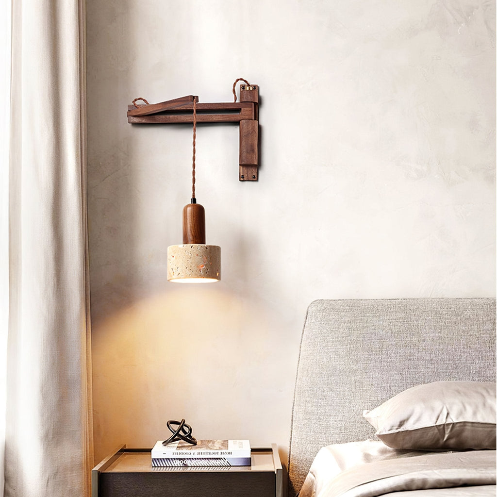 Fossil Travertine Swing Arm Wall Lamp Plug-in - Neutralighting