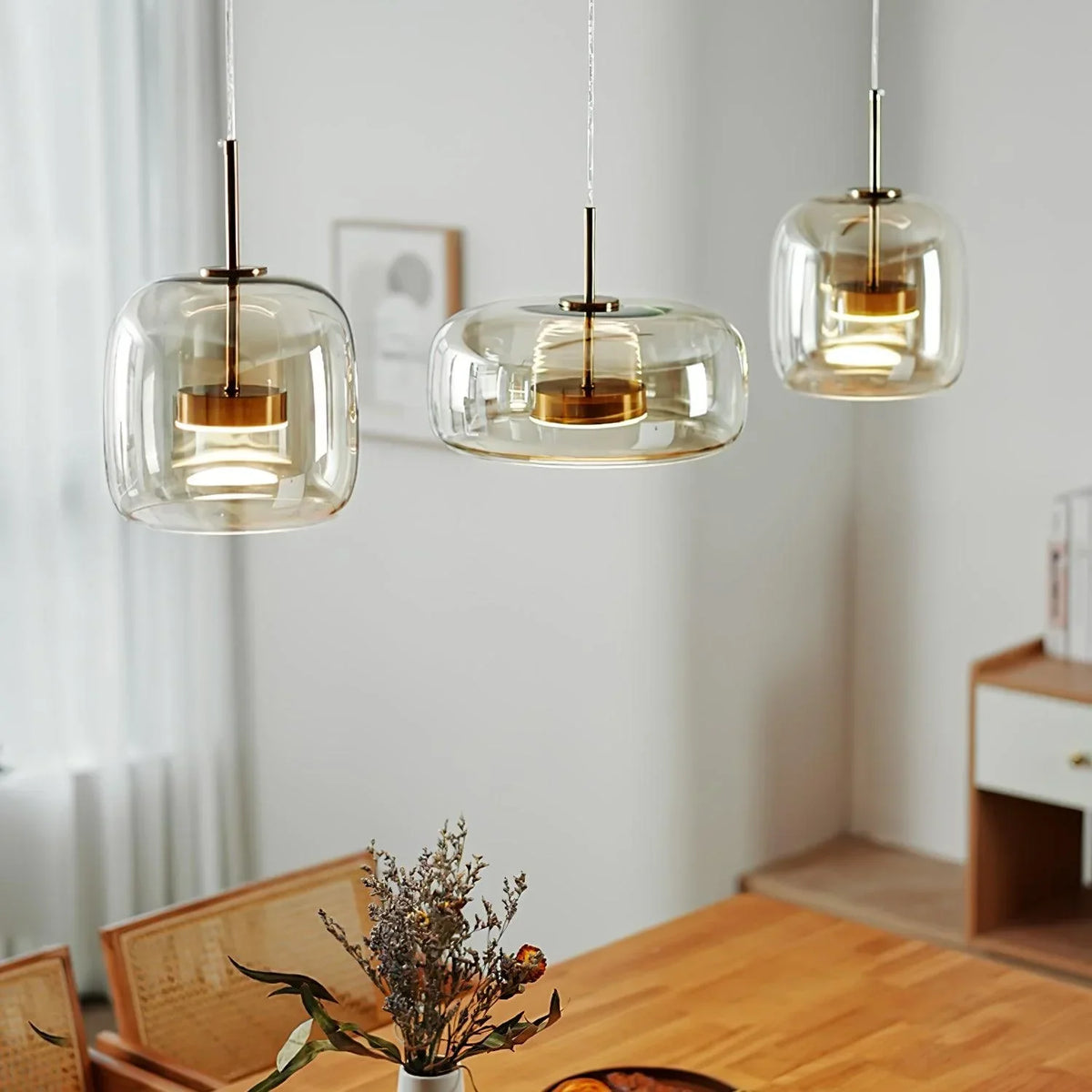 June Suspension Cylindre Moderne Verre. Claire/Grise Fumée/Ambre - Neutralighting