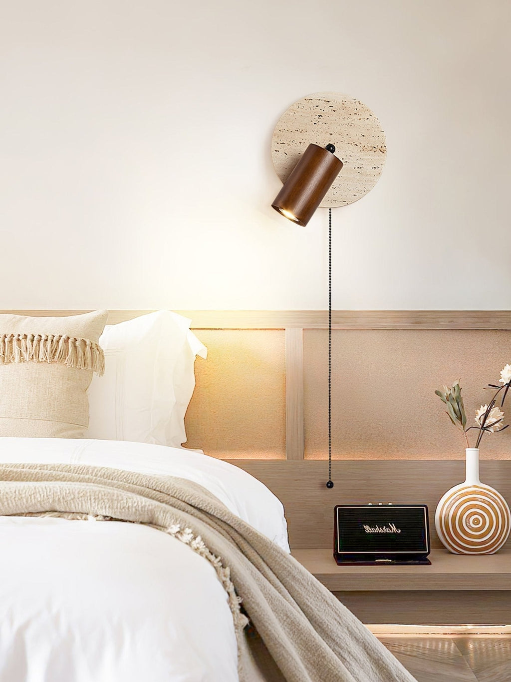 Evzoryra Applique Murale Disc Swing en Travertin - Neutralighting