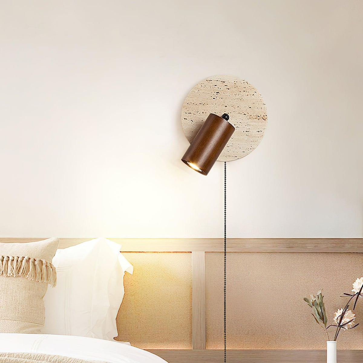 Evzoryra Applique Murale Disc Swing en Travertin - Neutralighting