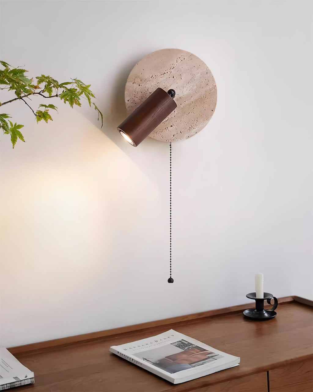 Evzoryra Applique Murale Disc Swing en Travertin - Neutralighting