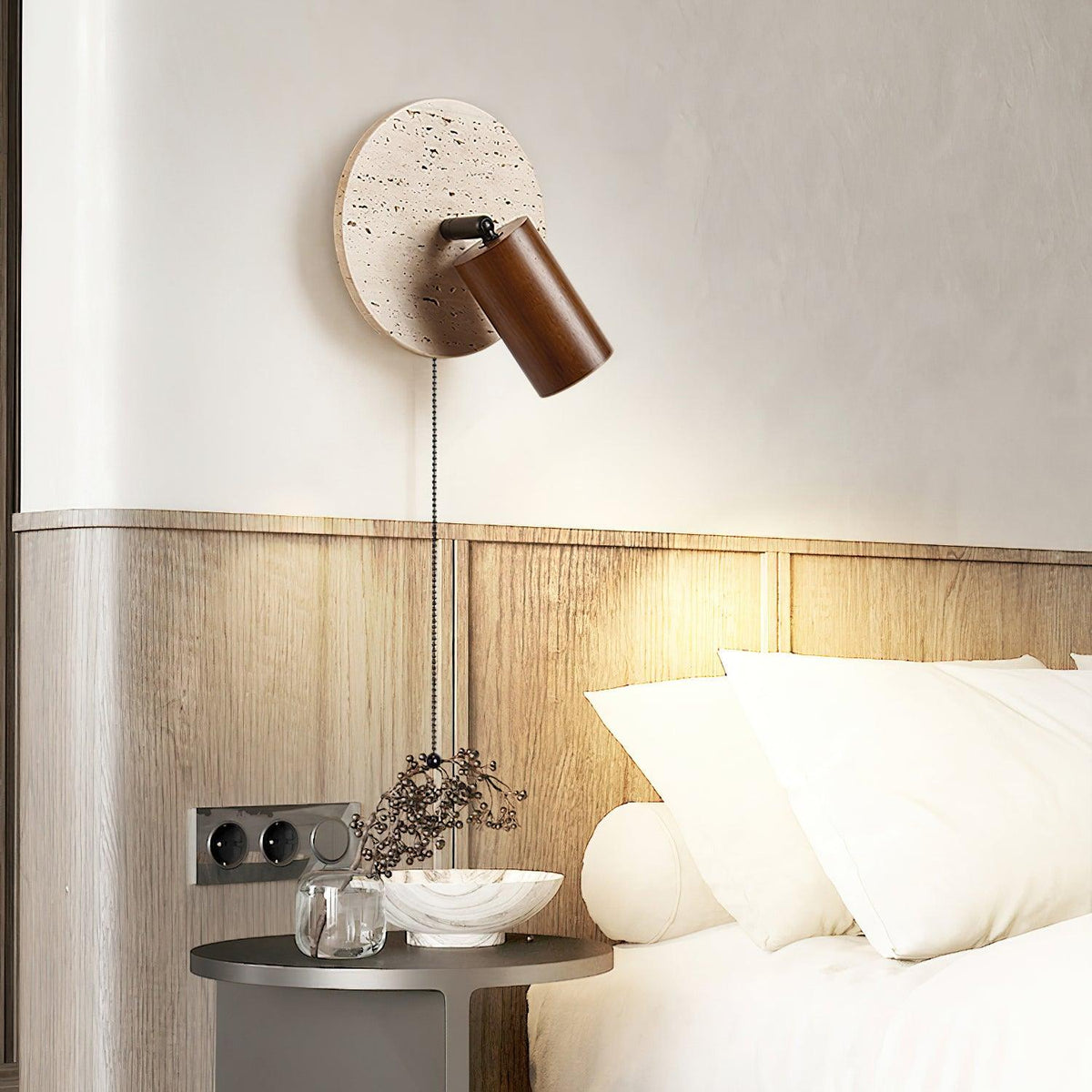 Evzoryra Applique Murale Disc Swing en Travertin - Neutralighting