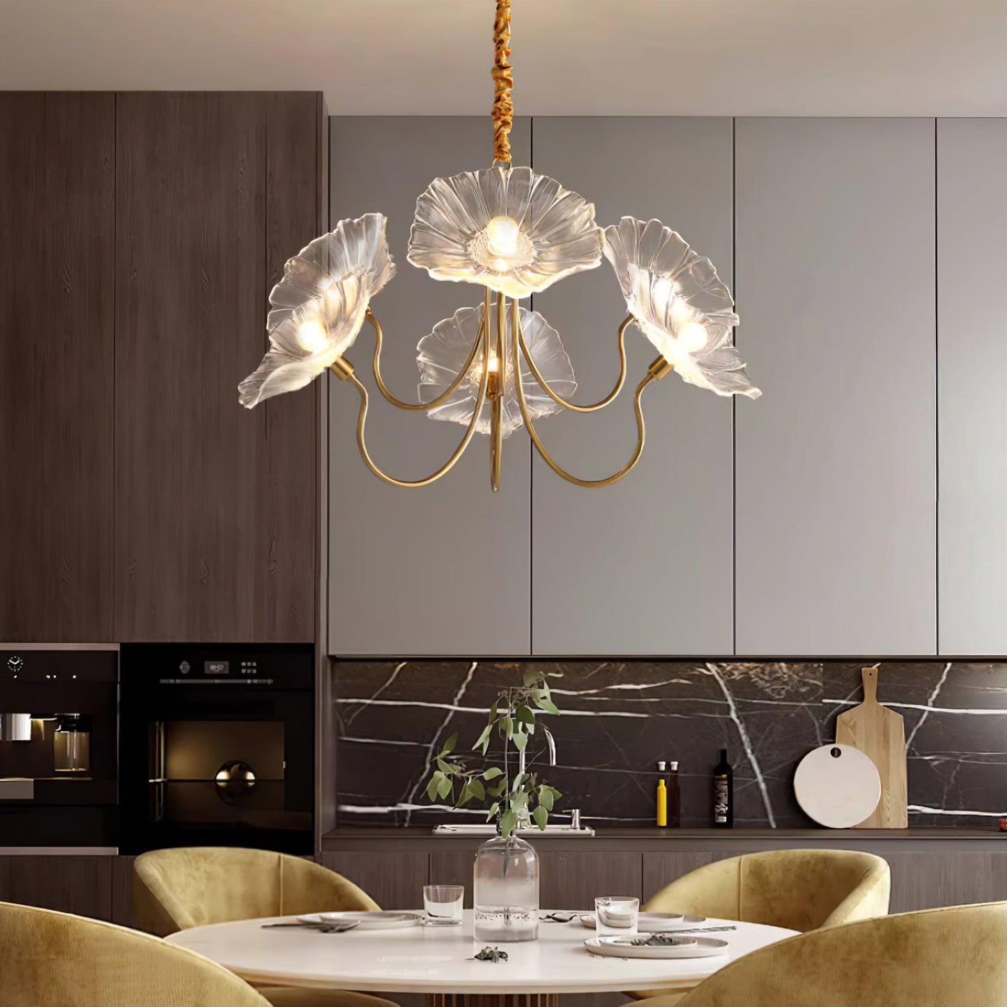 Lustre Fleurs Vintage En Verre - Maison Lumina