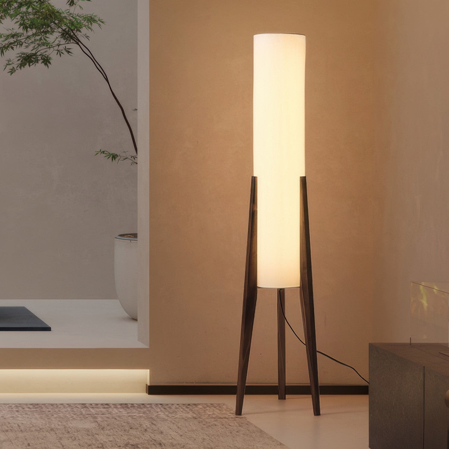 Lampadaire En Noyer Sur Pied - Maison Lumina