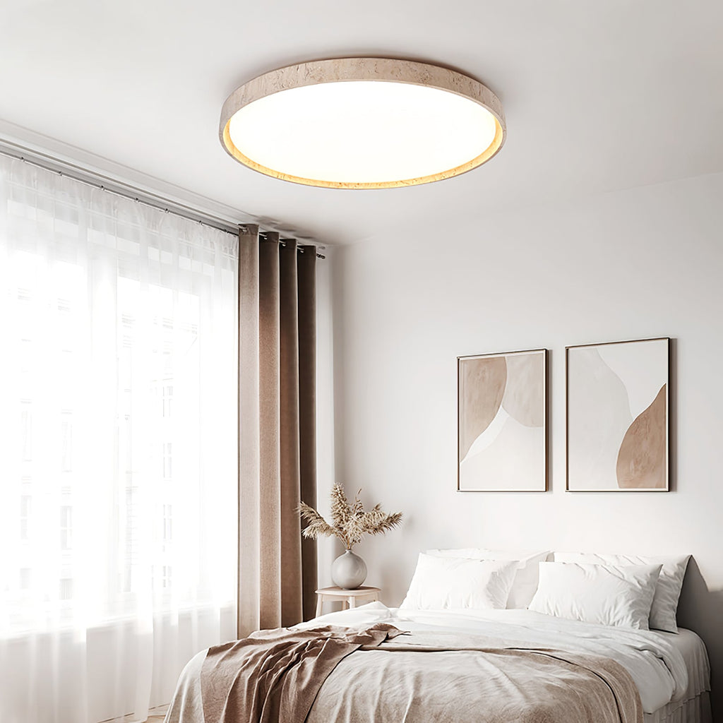 Kathy Lumière de Plafond Ronde en Travertin - Neutralighting