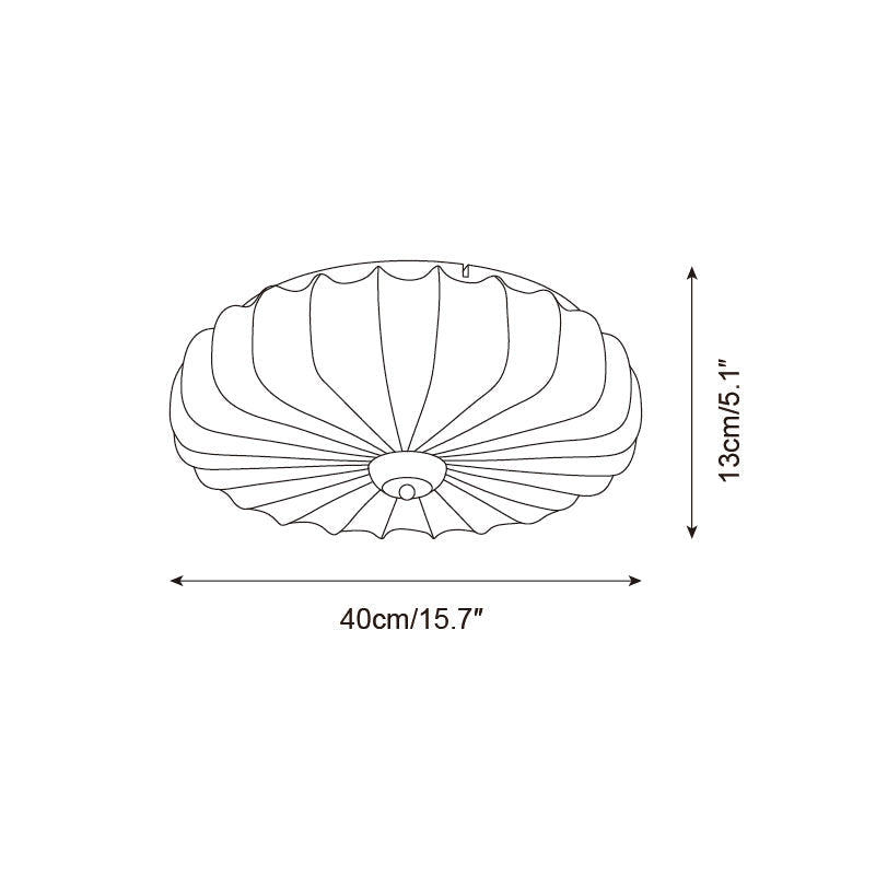 Plafonnier Tissu Ombre Plissé Lotus Forme Bois Baldaquin - Neutralighting