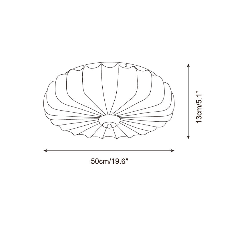 Plafonnier Tissu Ombre Plissé Lotus Forme Bois Baldaquin - Neutralighting