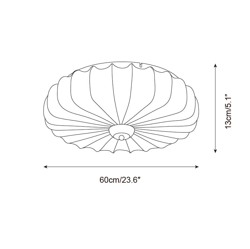 Plafonnier Tissu Ombre Plissé Lotus Forme Bois Baldaquin - Neutralighting