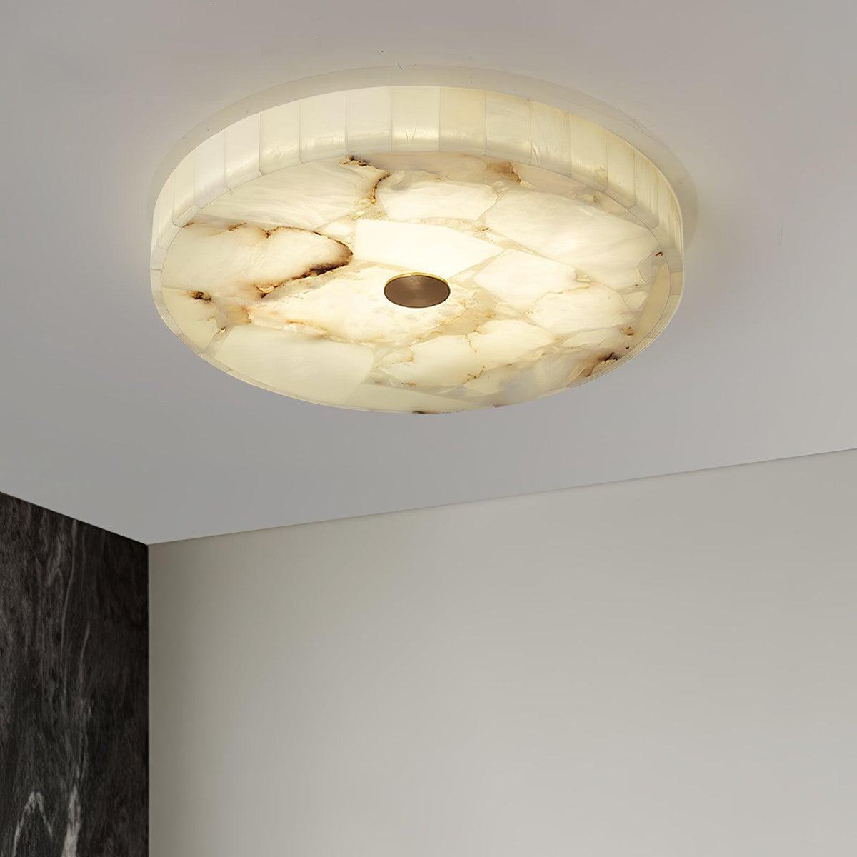 Ciphayra Lumière Plafonnière Ronde Minimaliste en Albâtre - Neutralighting
