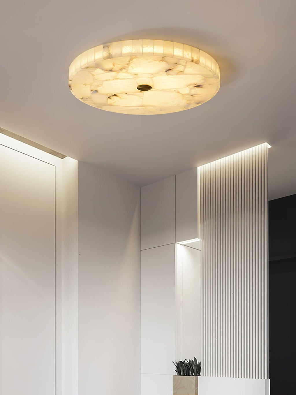 Ciphayra Lumière Plafonnière Ronde Minimaliste en Albâtre - Neutralighting