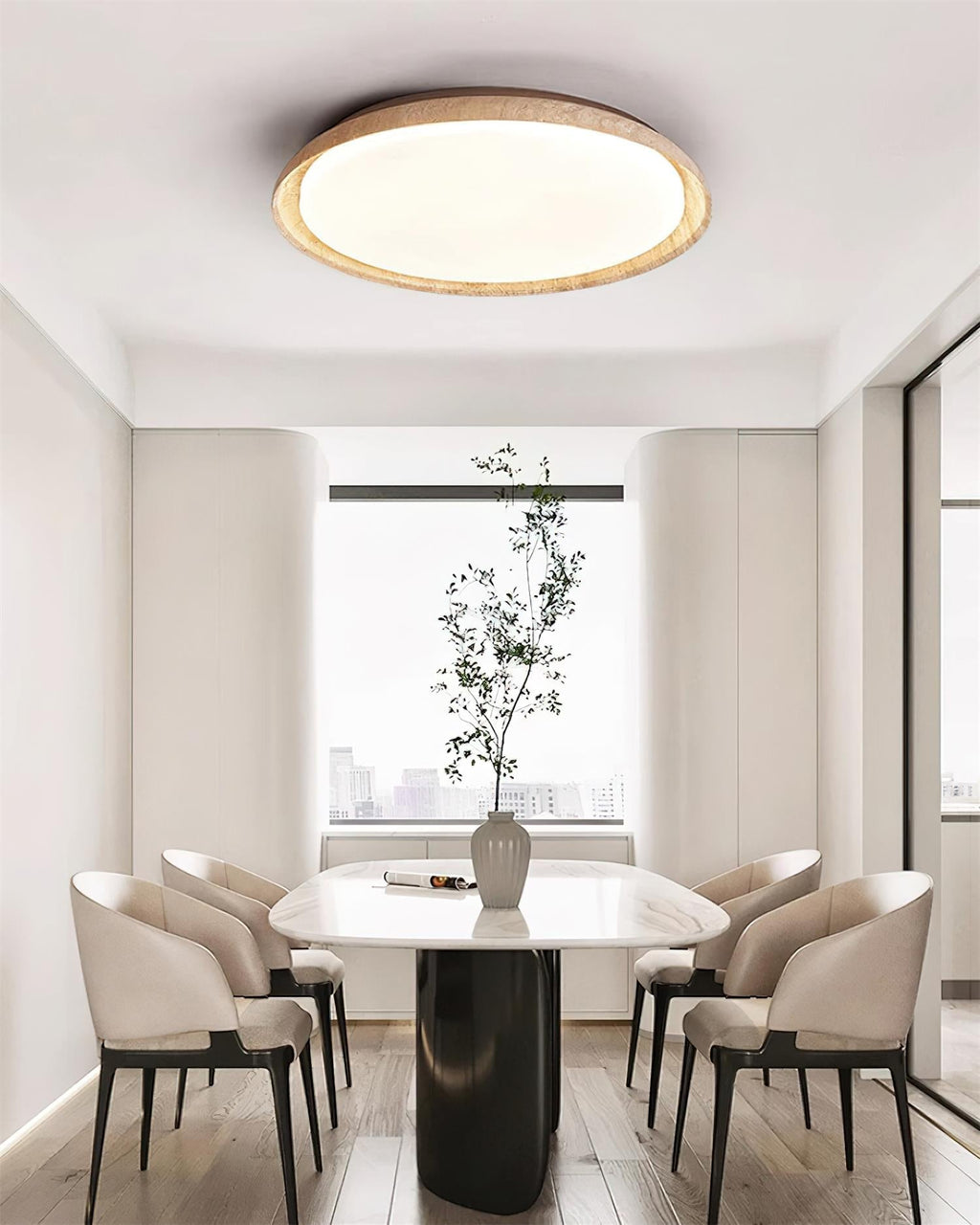 Halo Plafonnier Rond Minimaliste en Travertin - Neutralighting