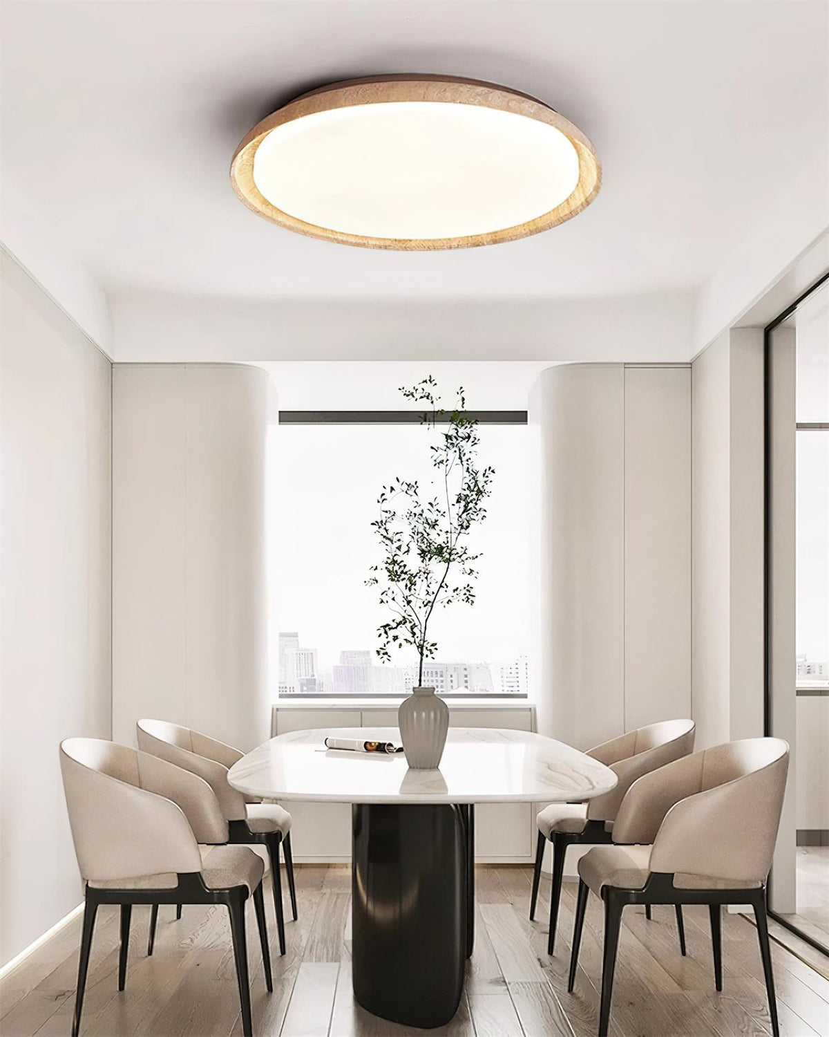 Halo Plafonnier Rond Minimaliste en Travertin - Neutralighting