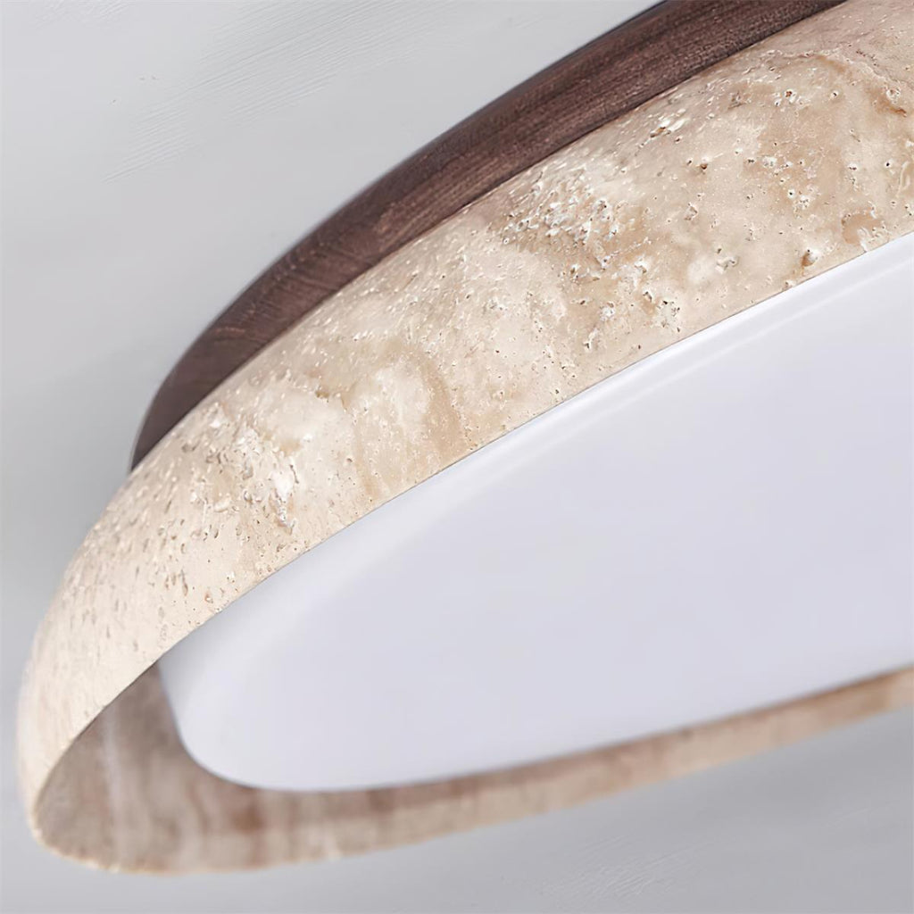 Halo Plafonnier Rond Minimaliste en Travertin - Neutralighting