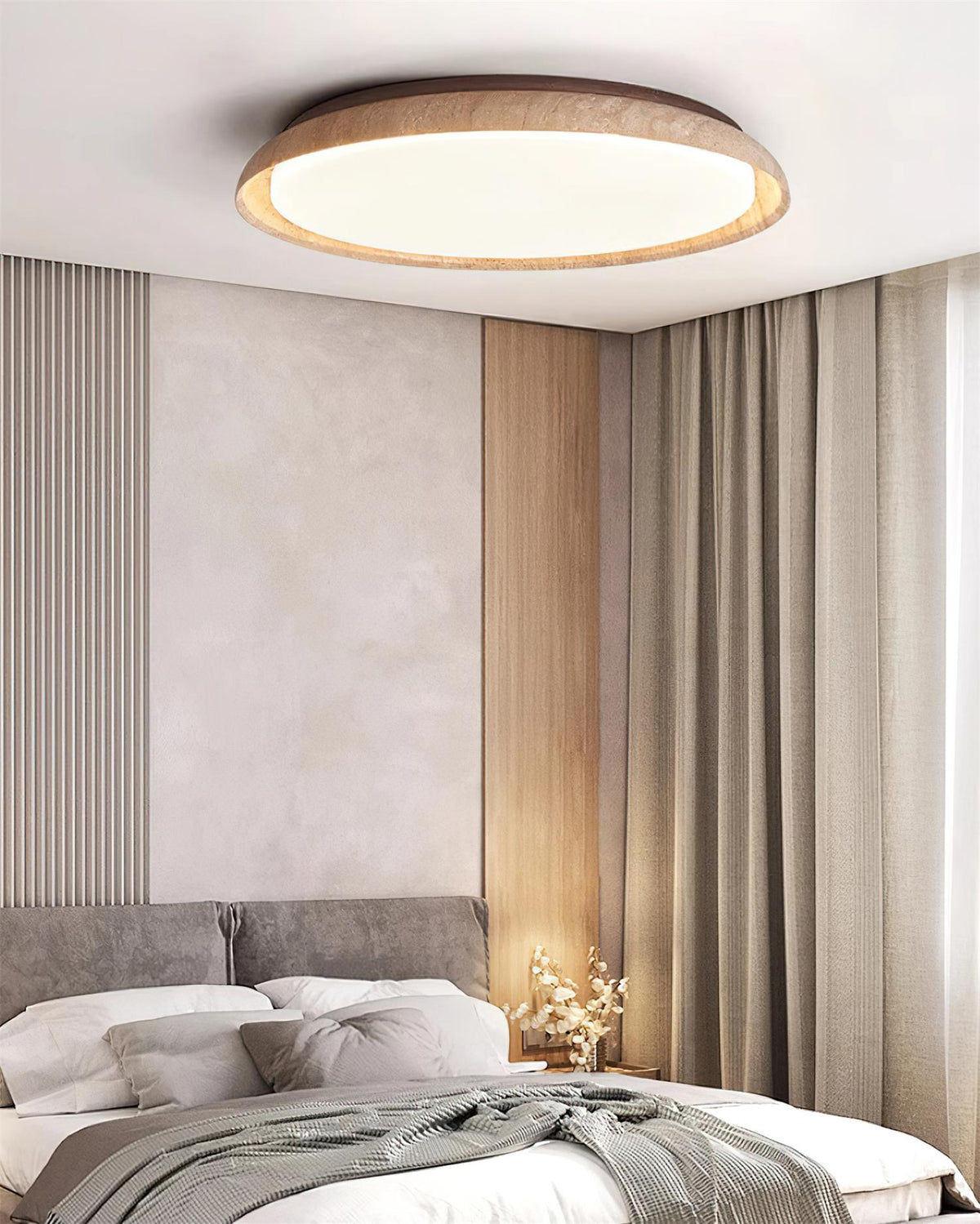Halo Plafonnier Rond Minimaliste en Travertin - Neutralighting