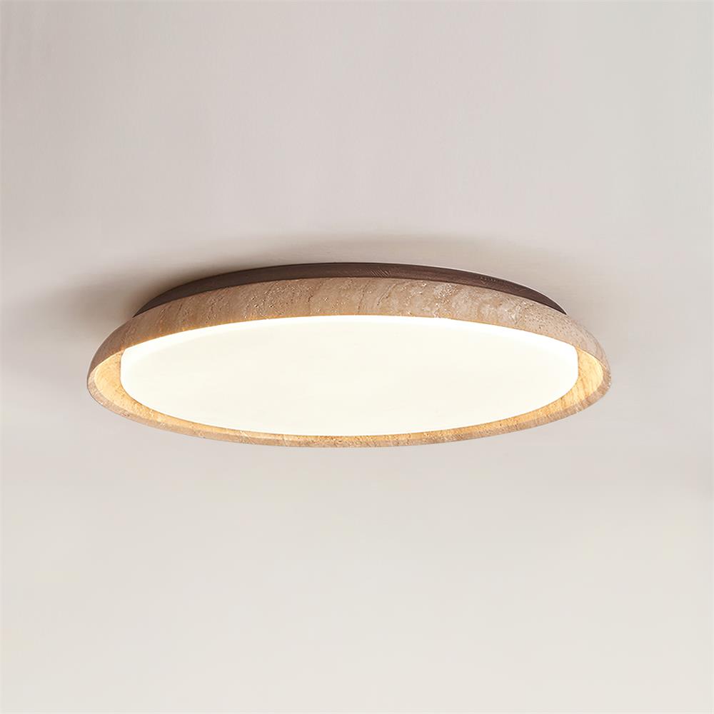 Halo Plafonnier Rond Minimaliste en Travertin - Neutralighting