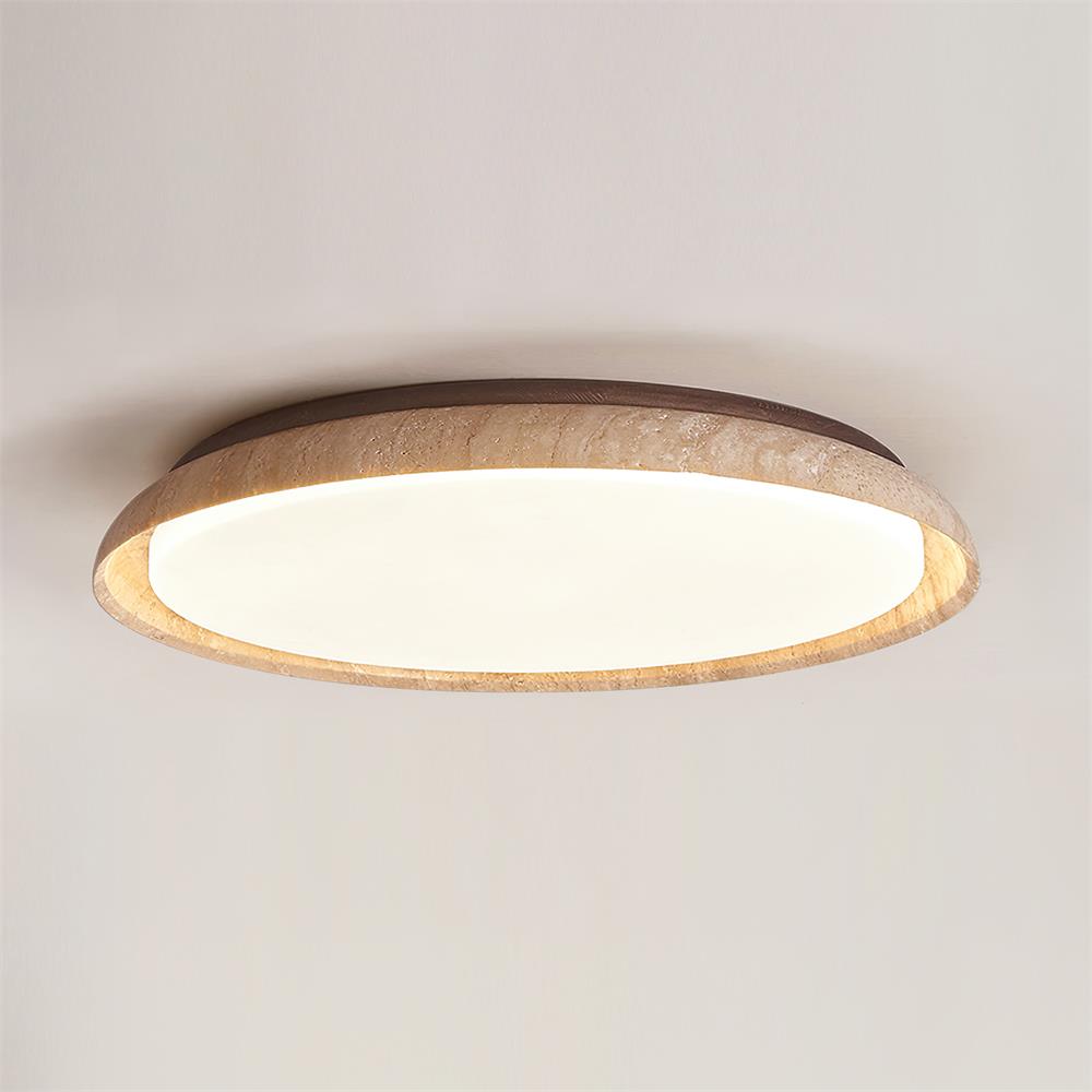 Halo Plafonnier Rond Minimaliste en Travertin - Neutralighting