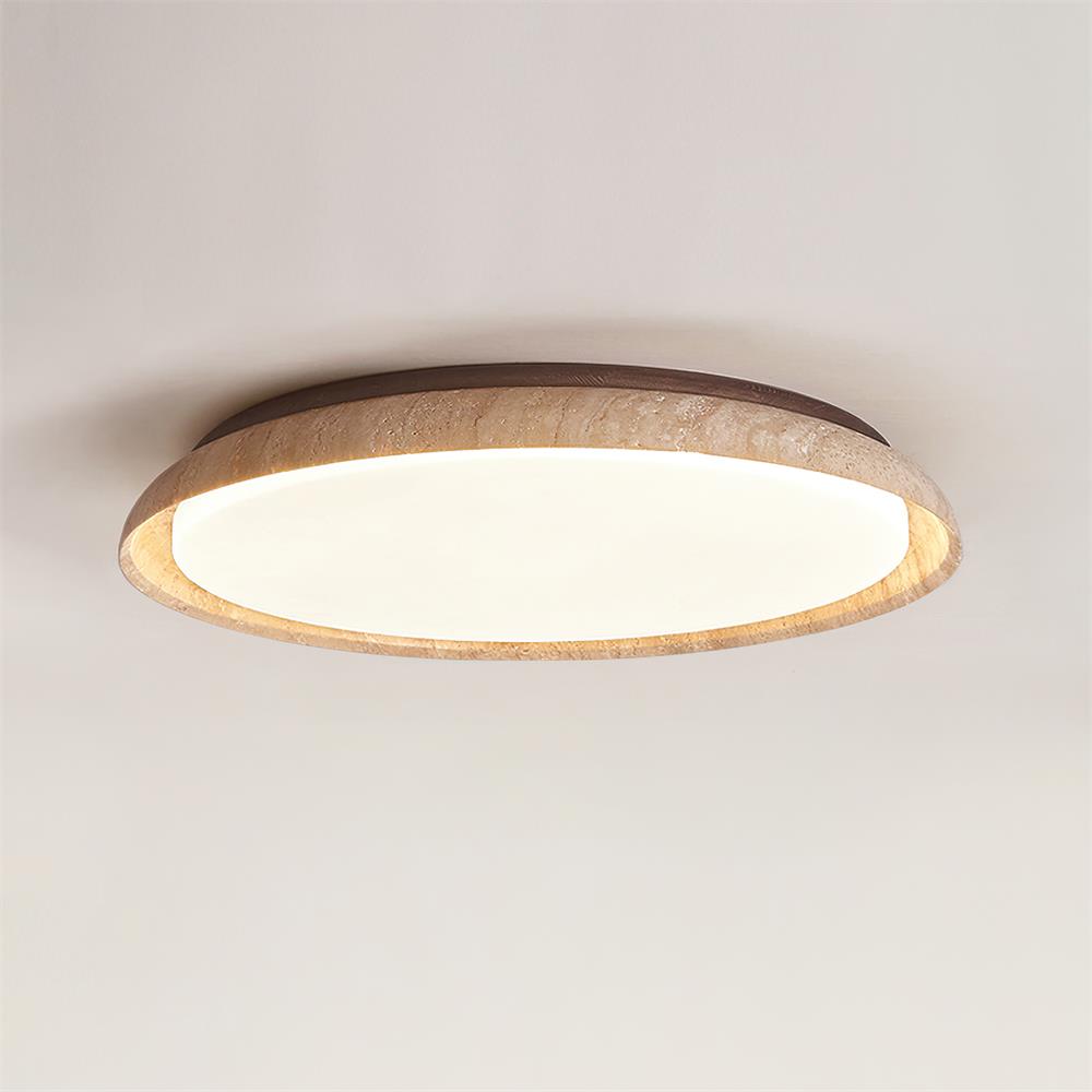 Halo Plafonnier Rond Minimaliste en Travertin - Neutralighting