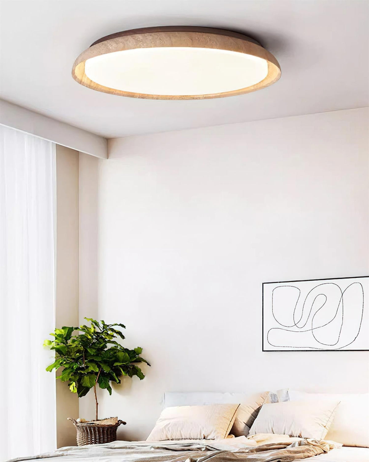 Halo Plafonnier Rond Minimaliste en Travertin - Neutralighting