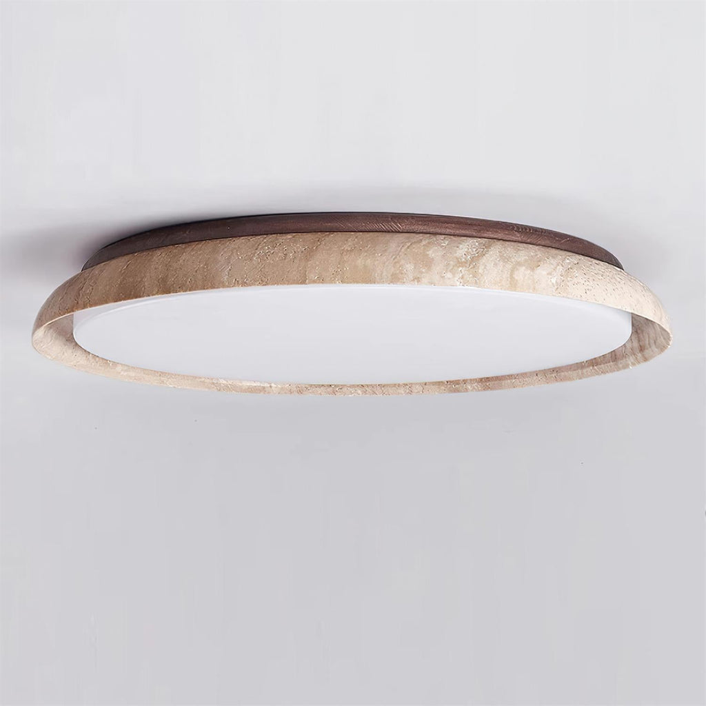 Halo Plafonnier Rond Minimaliste en Travertin - Neutralighting