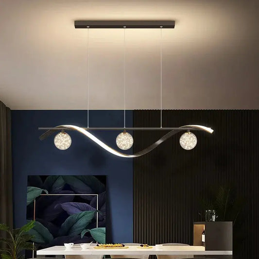 Suspension LED Ondulée Avec Sphères - Maison Lumina