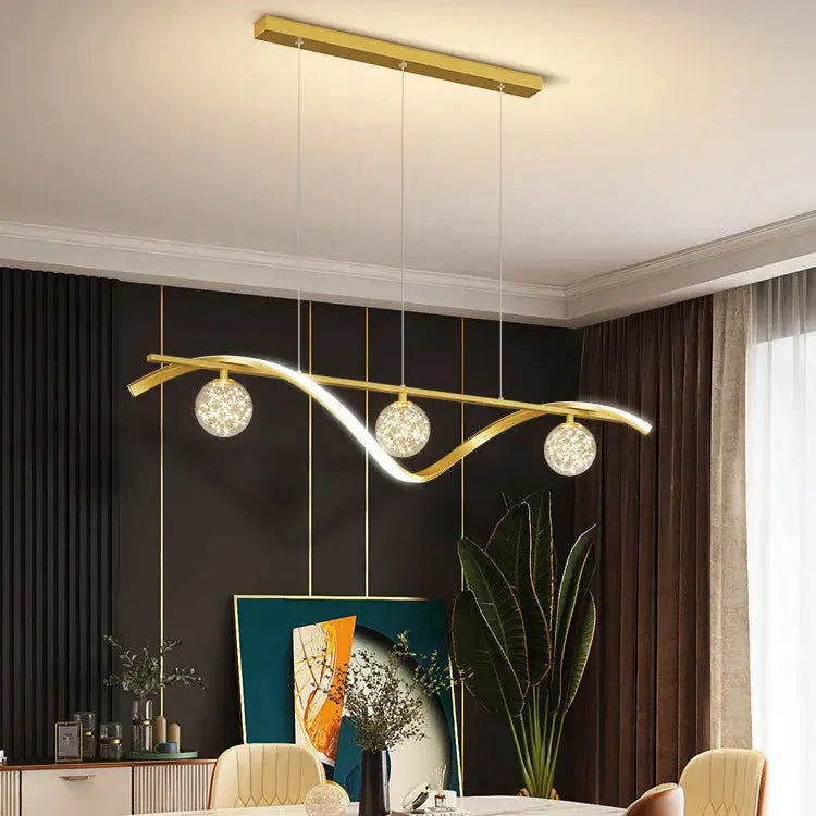 Suspension LED Ondulée Avec Sphères - Maison Lumina