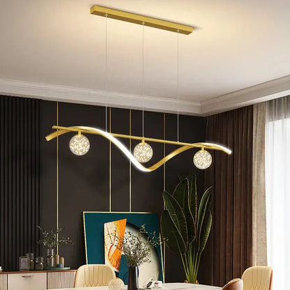 Suspension LED Ondulée Avec Sphères - Maison Lumina