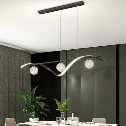 Suspension LED Ondulée Avec Sphères - Maison Lumina