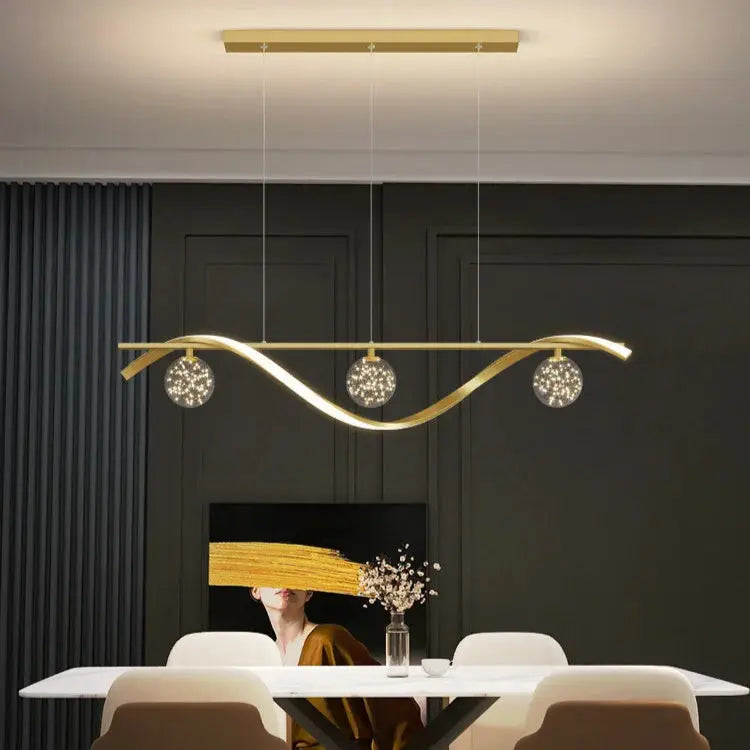 Suspension LED Ondulée Avec Sphères - Maison Lumina